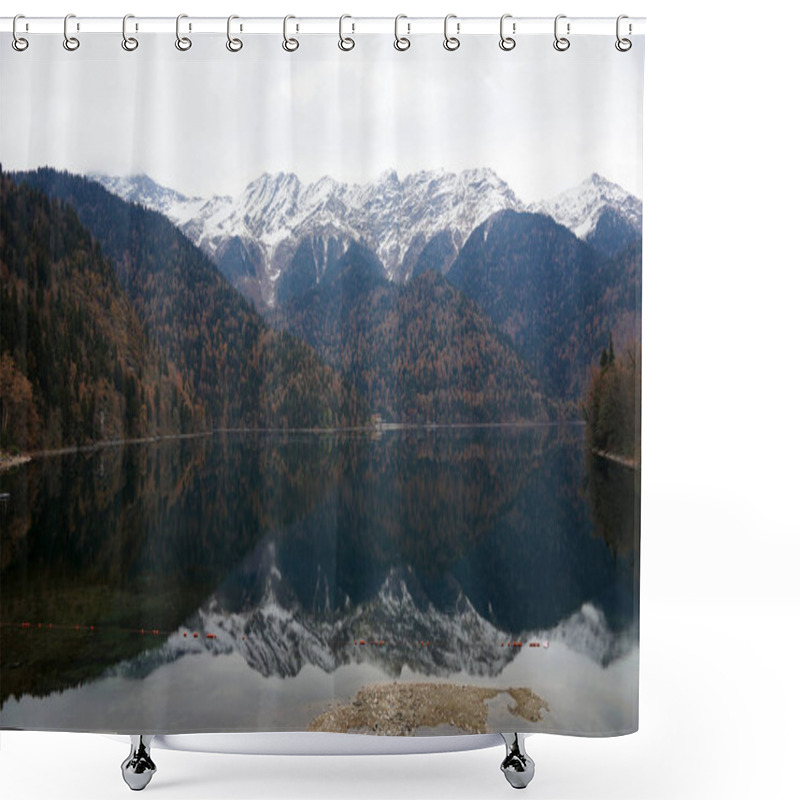 Personality  Lake Ritsa In December. Abkhazia. December 2020. Shower Curtains