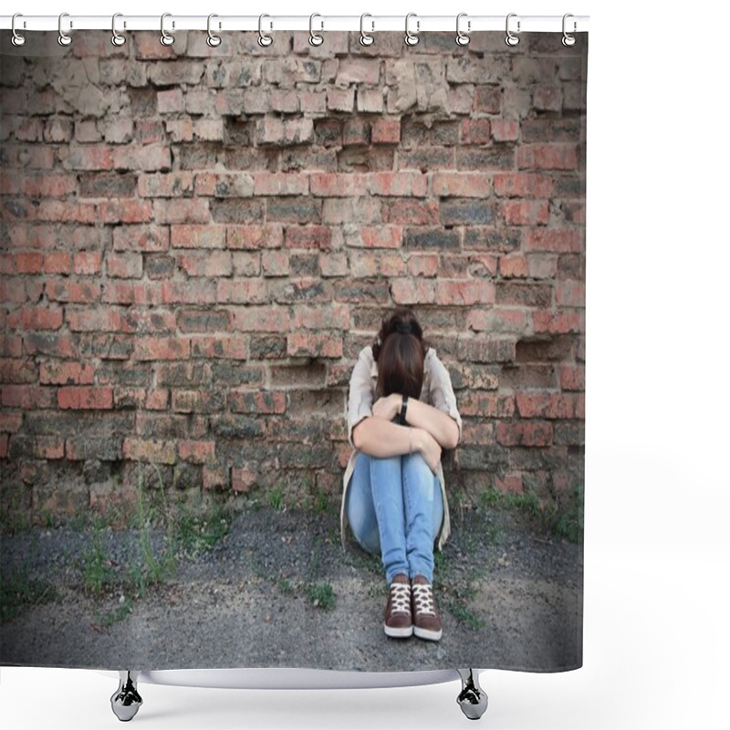 Personality  Young Woman In Despair Shower Curtains