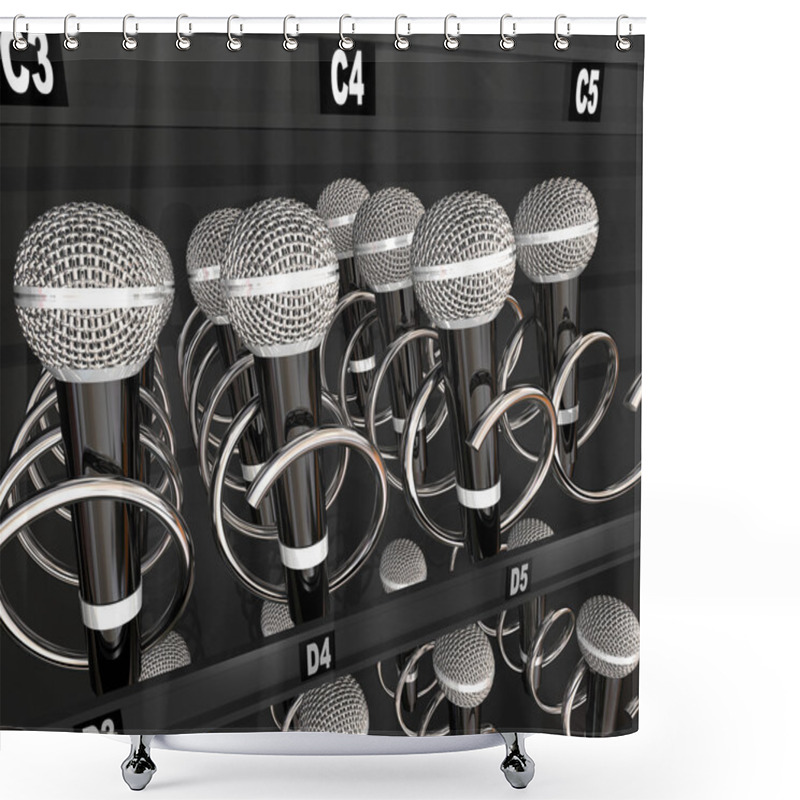 Personality  Microphones In A Snack Or Vending Machine Shower Curtains