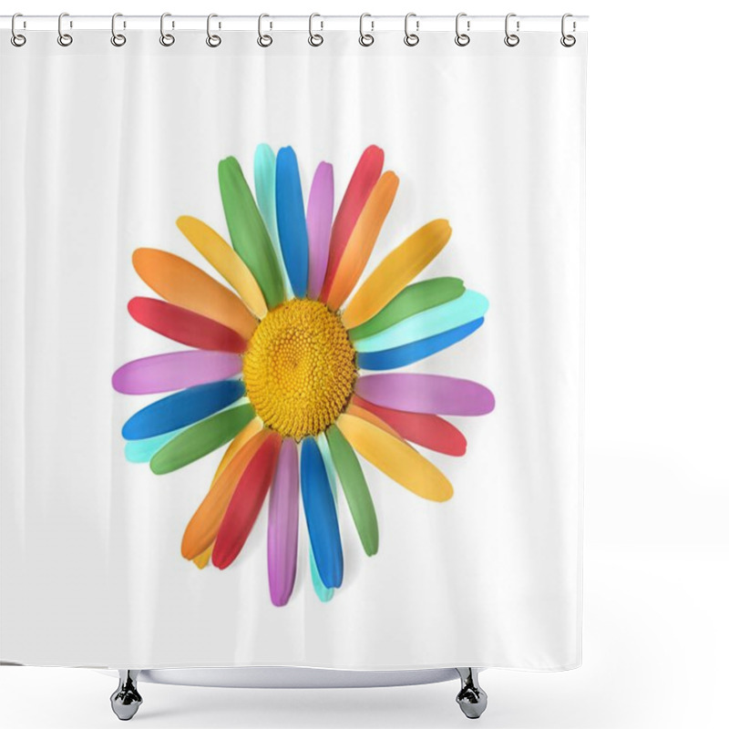 Personality  Beautiful Chamomile With Rainbow Petals  Shower Curtains