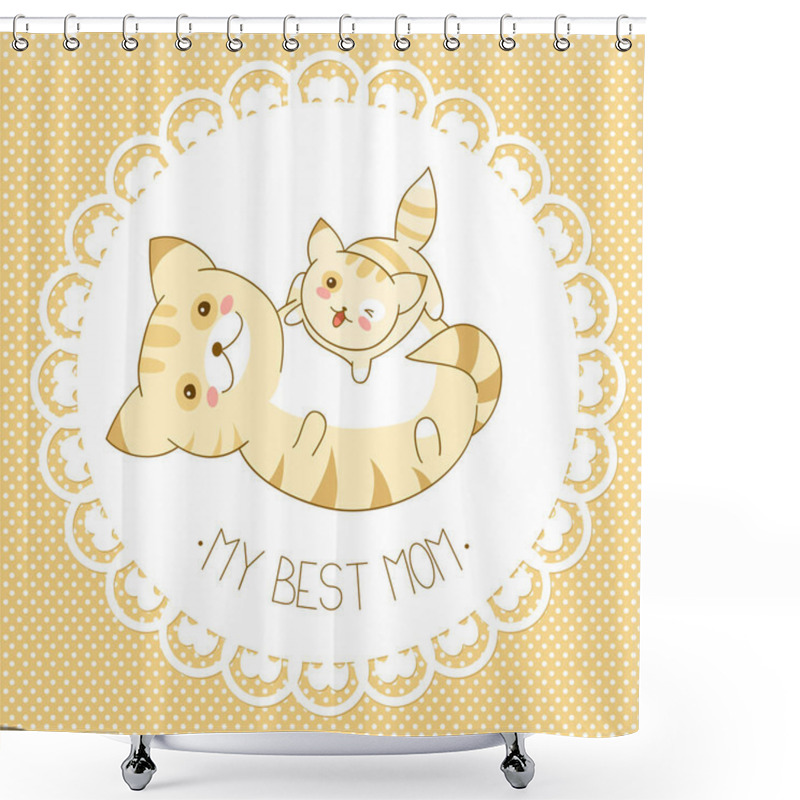 Personality  Vector Background With Cute Cats Shower Curtains