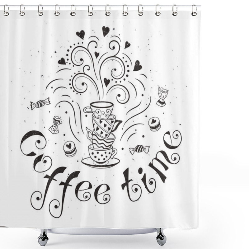 Personality  Coffee Time Poster Shower Curtains