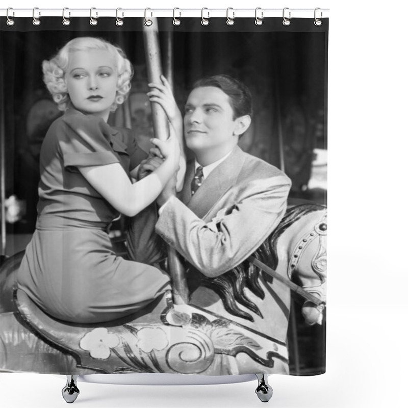 Personality  Man And Woman On A Merry-go-round Shower Curtains