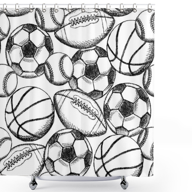 Personality  Soccer, American Football, Baseball And Basketball Ball Shower Curtains