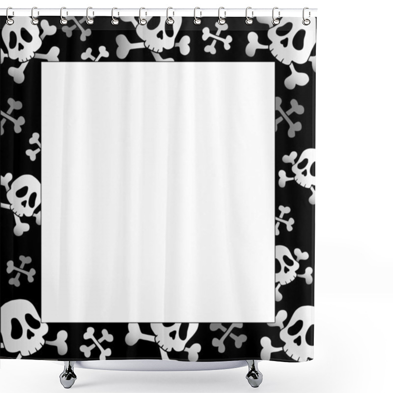 Personality  Frame With Pirate Skulls And Bones Shower Curtains