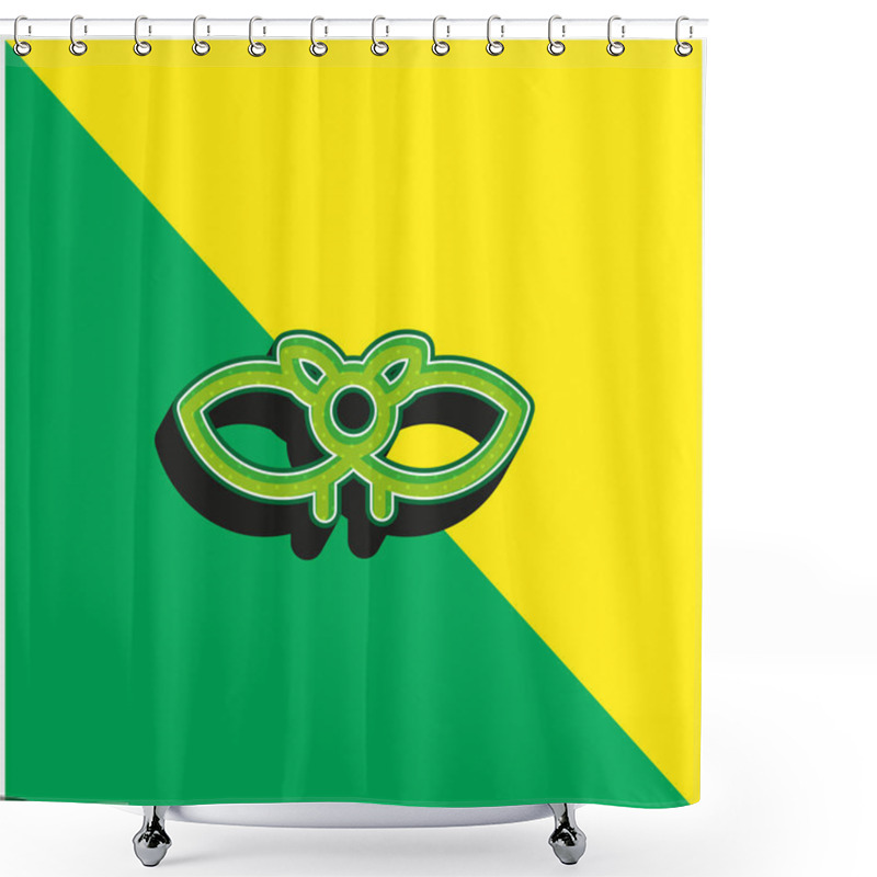 Personality  Bat Green And Yellow Modern 3d Vector Icon Logo Shower Curtains