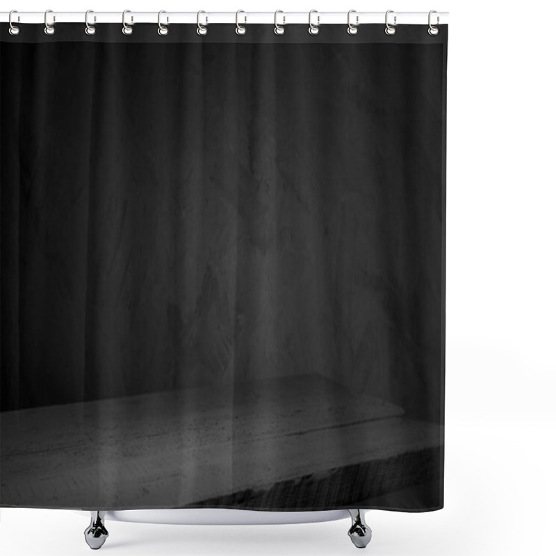 Personality  Old Wood Table Top With Smoke In The Dark Background. Shower Curtains