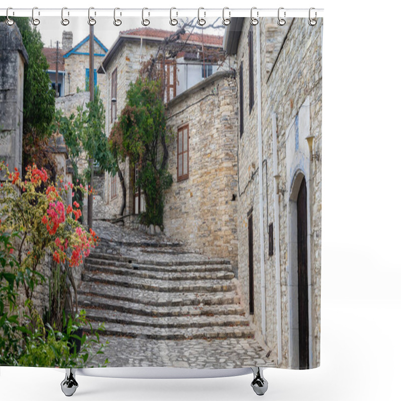 Personality  Walking In Small Mountains Ancient Village Lefkara On Cyprus Shower Curtains