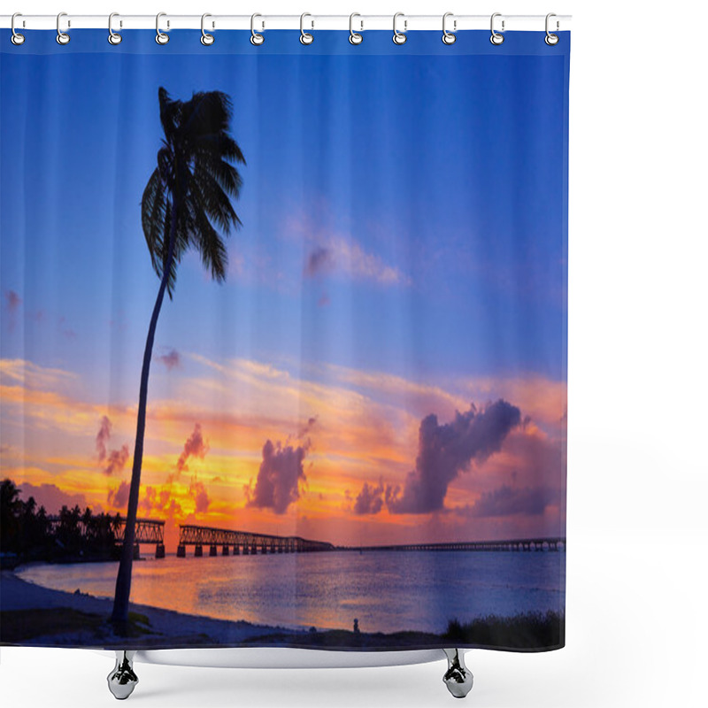 Personality  Florida Keys Old Bridge Sunset At Bahia Honda Shower Curtains