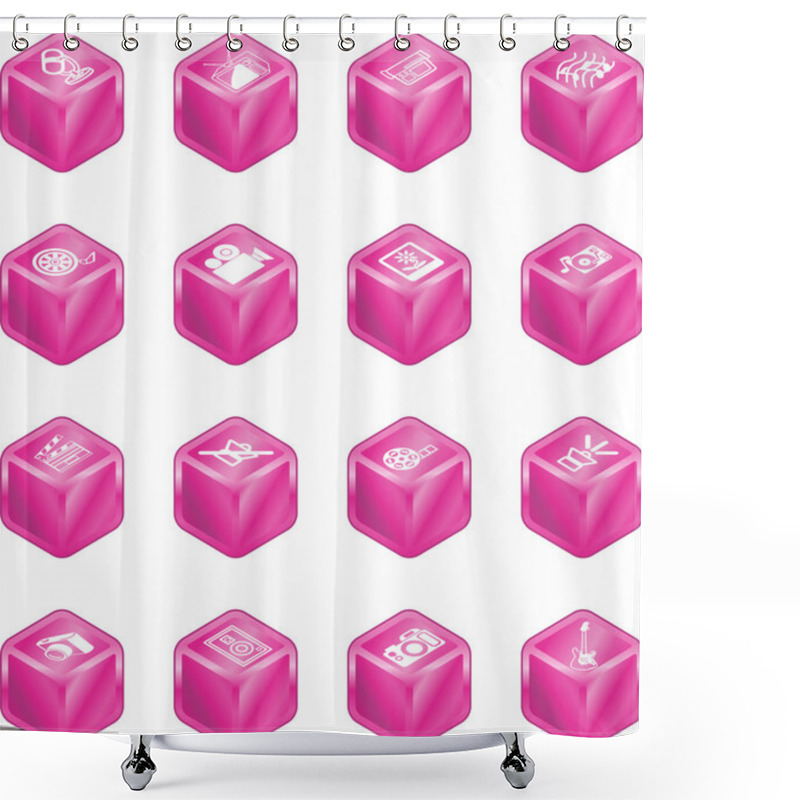 Personality  Cube Media Icon Series Set Shower Curtains