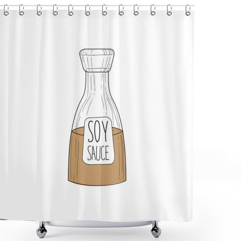 Personality  Industrial Soy Sauce Bottle Chinese Food And Wok Fast Food Cafe Menu Hand Drawn Illustration Shower Curtains