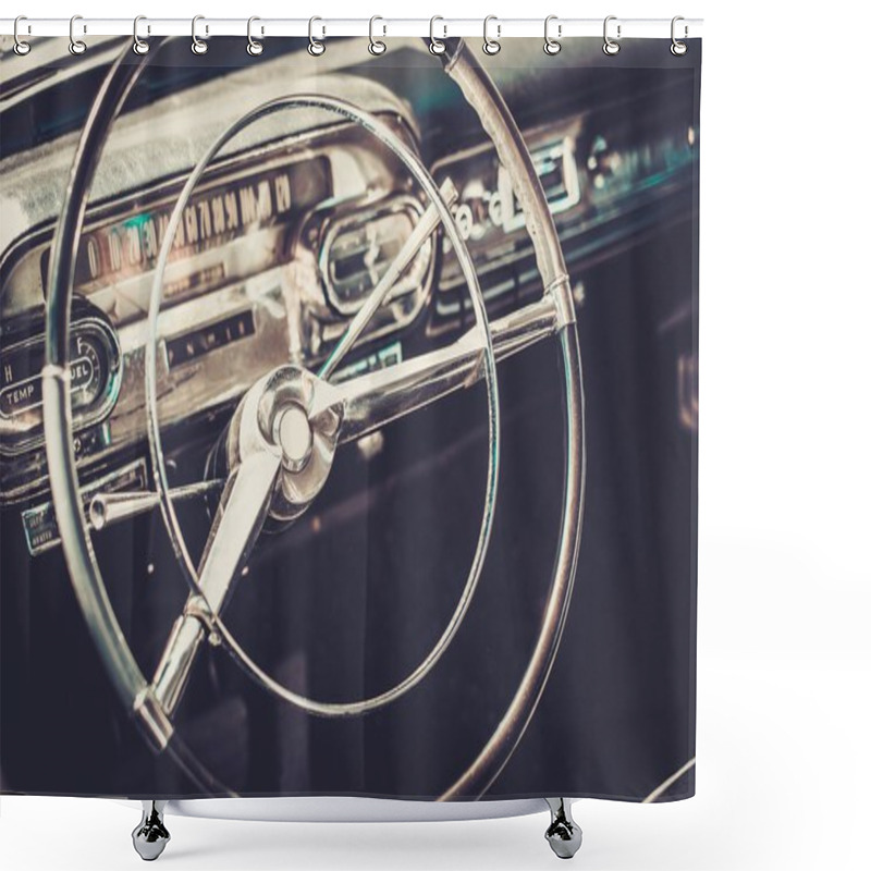 Personality  Interior Of A Classic American Car  Shower Curtains