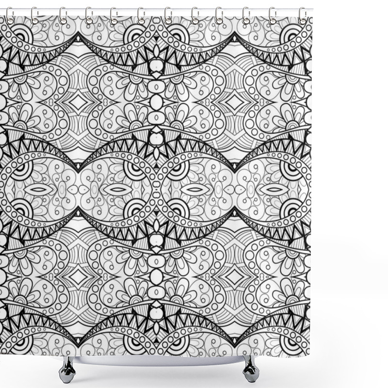 Personality  Black And White Lace Pattern Shower Curtains