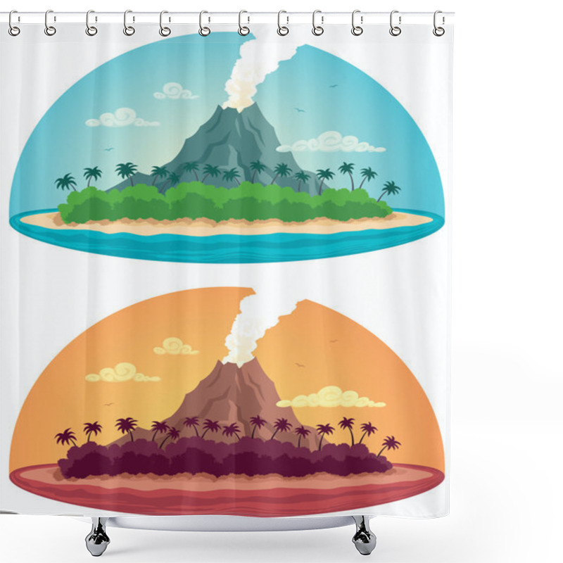 Personality  Tropical Island On White Shower Curtains