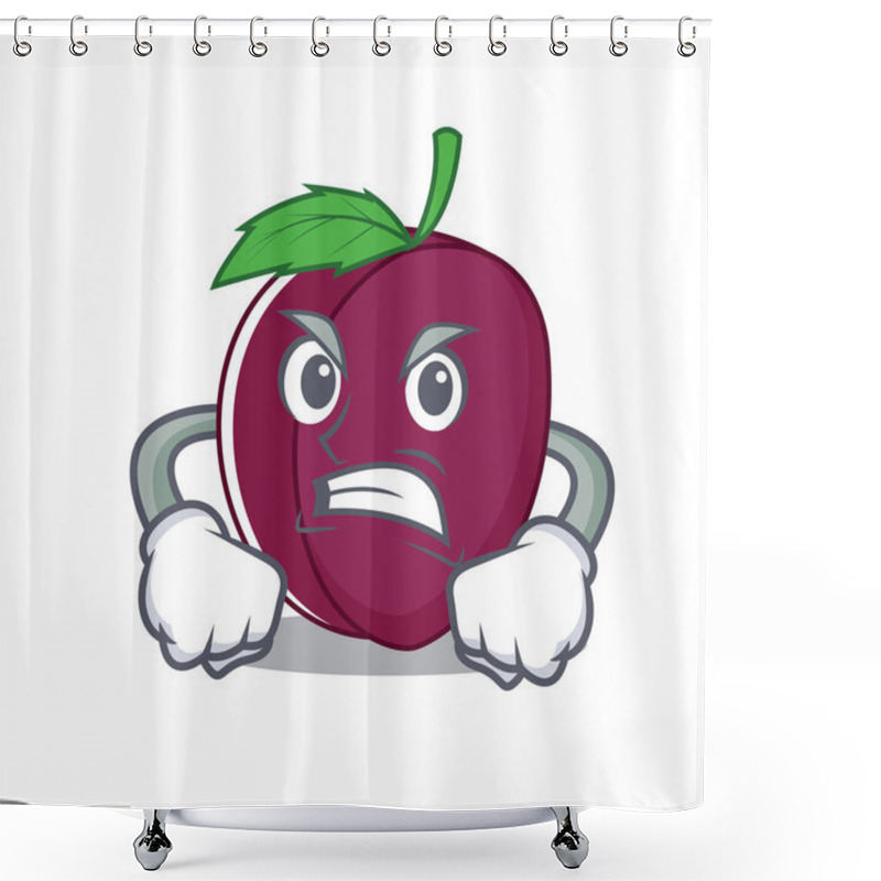 Personality  Angry Plum Mascot Cartoon Style Shower Curtains