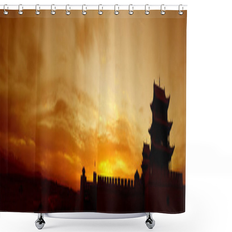 Personality  Sunrise Of The Jiayuguan Pass Tower In GanSu,China Shower Curtains