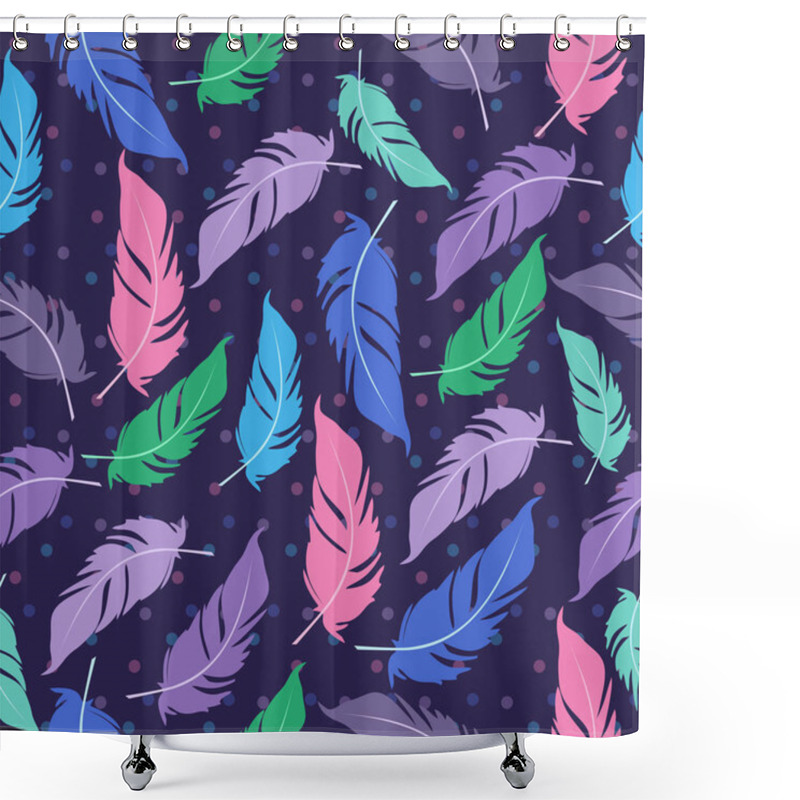 Personality  Seamless Pattern With Feathers. Carnival In Rio De Janeiro. Editable Vector Illustration Shower Curtains