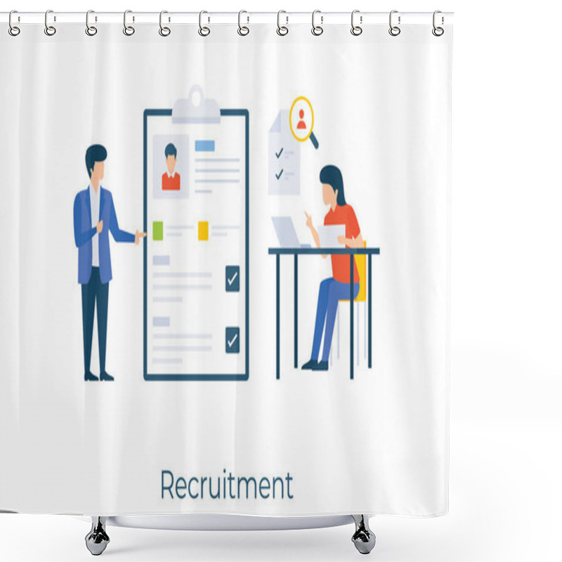 Personality  Hiring Persons On Vacant Vacancies, Human Resources As A Recruitment Vector In Flat Illustration  Shower Curtains