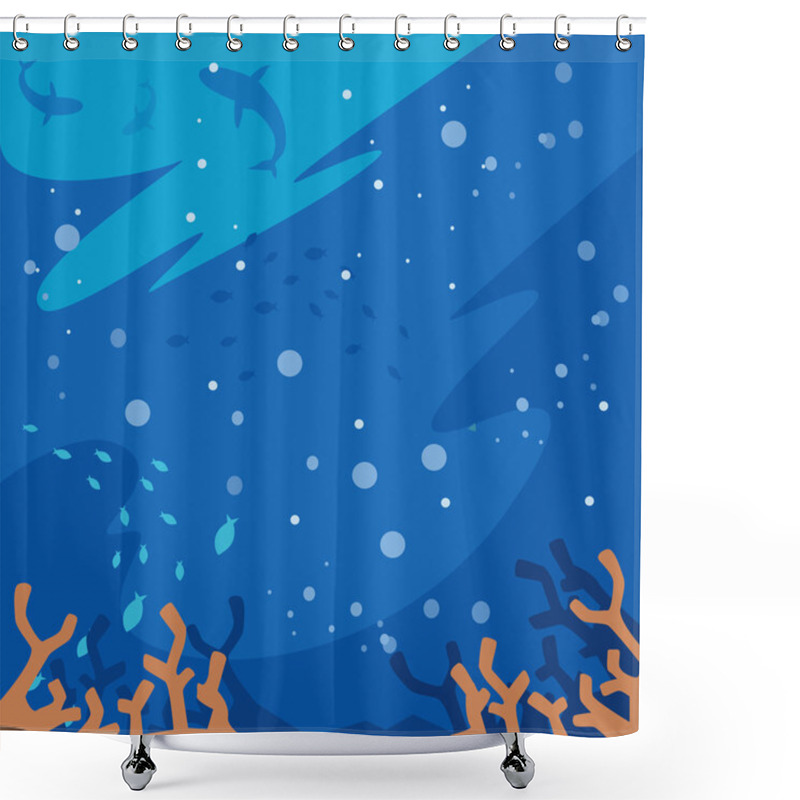 Personality  Underwater Wallpaper. Vector Flat Cartoon Illustration Shower Curtains