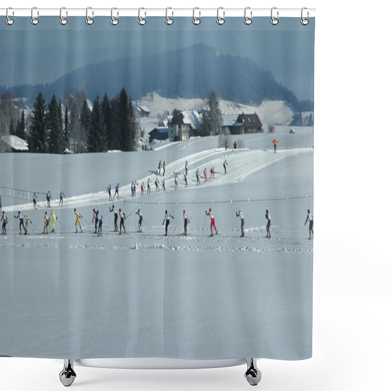 Personality  Cross Ski Group Shower Curtains