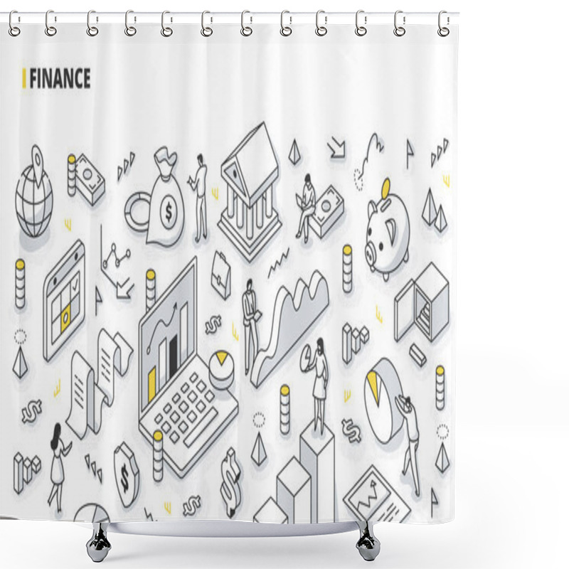 Personality  Finance Isometric Line Illustration Shower Curtains