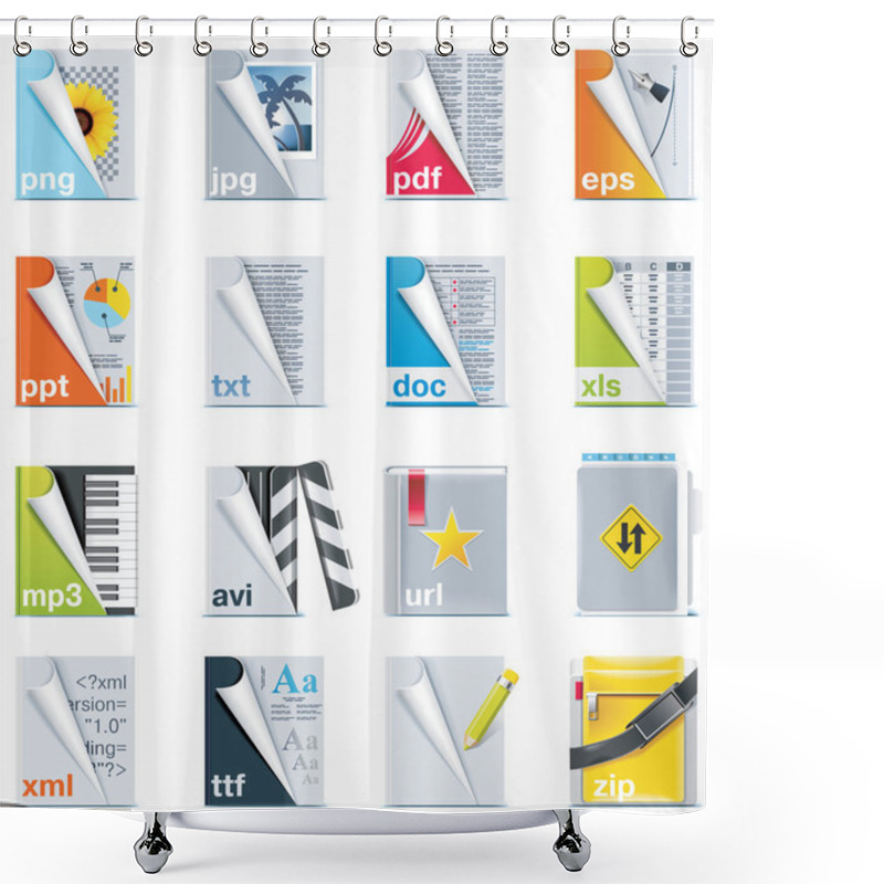 Personality  Set Of The Files And Folders Icons Shower Curtains