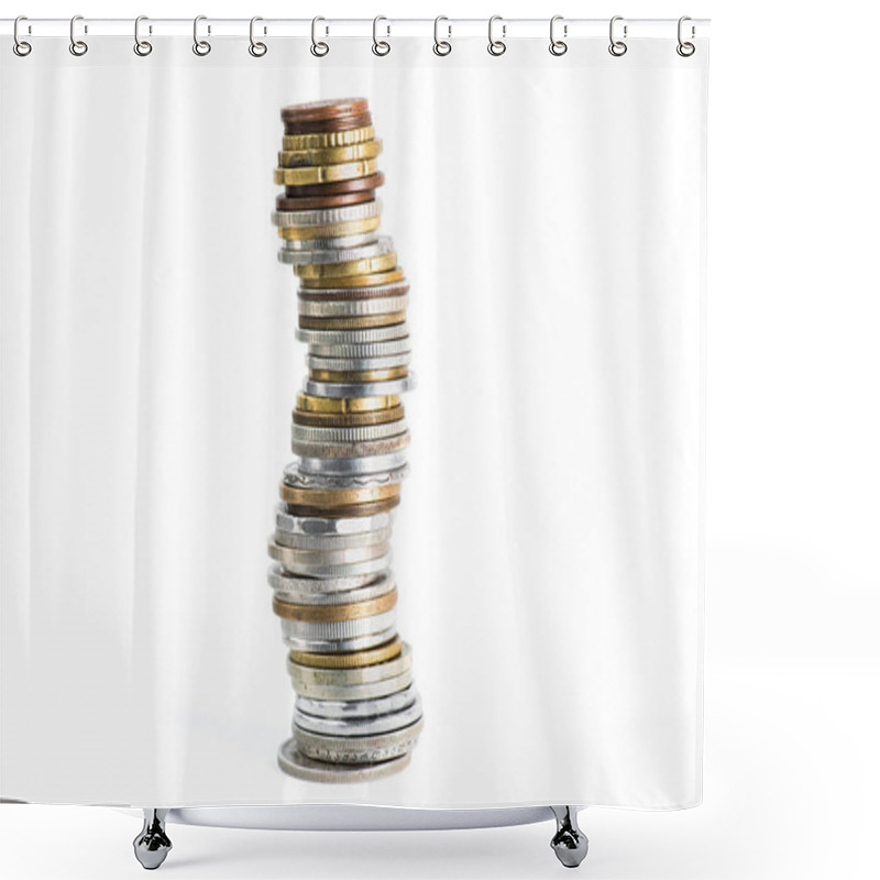 Personality  Stack Of Various Coins Shower Curtains