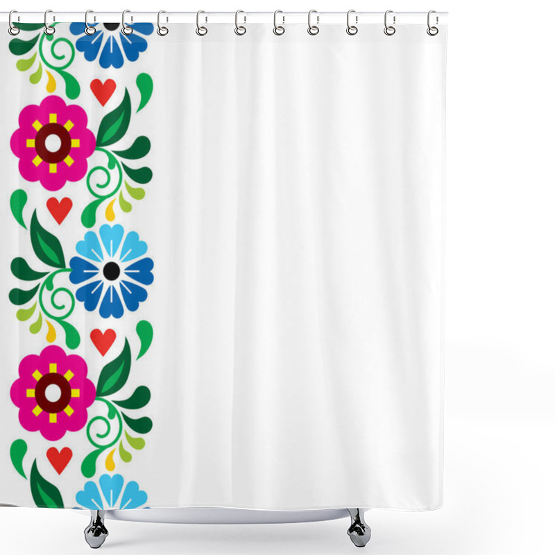 Personality  Mexican Vector Greeting Card Or Wedding Invitation  With Floral Seamless Pattern - Long Vertical Decoration  Shower Curtains