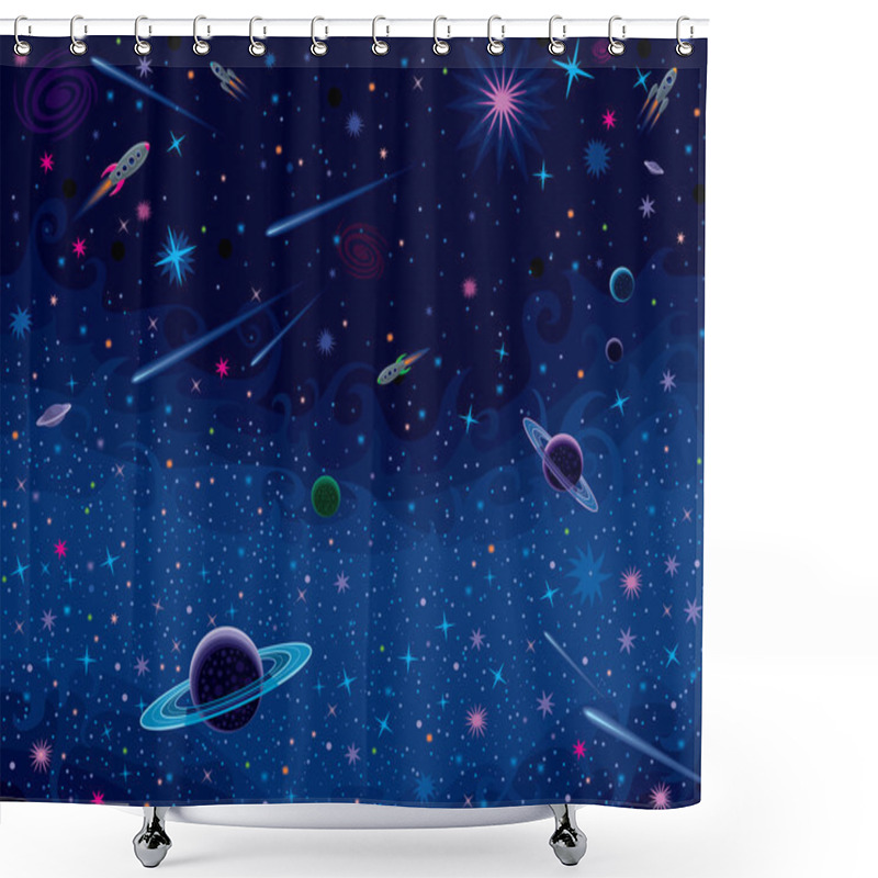 Personality  Horizontal Cosmic Background Shower Curtains