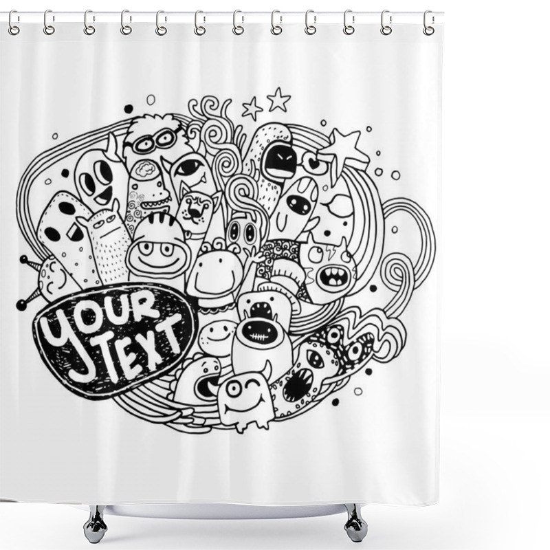 Personality  Hand Drawn Monsters And Cute Alien Shower Curtains