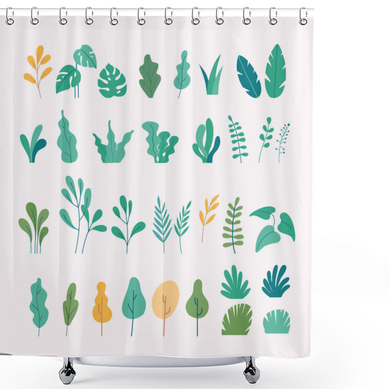 Personality  Vector Set Of Flat Illustrations Of Plants, Trees, Leaves Shower Curtains