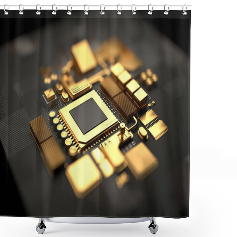 Personality  Gold Standard CPU Motherboard Shower Curtains