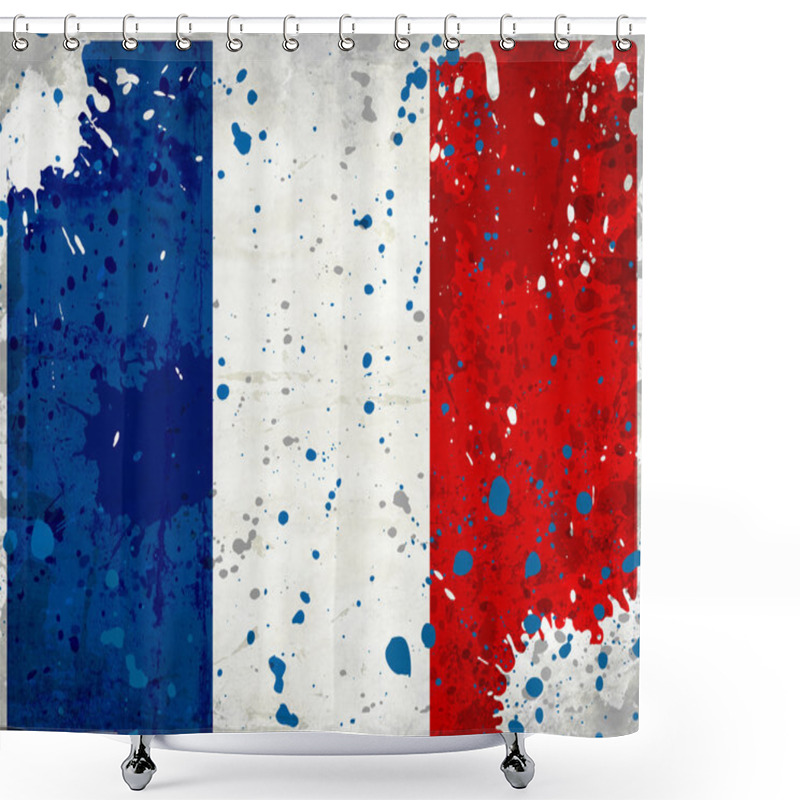 Personality  Grunge France Flag With Stains Shower Curtains