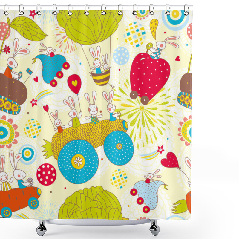 Personality  Happy Rabbits. Shower Curtains