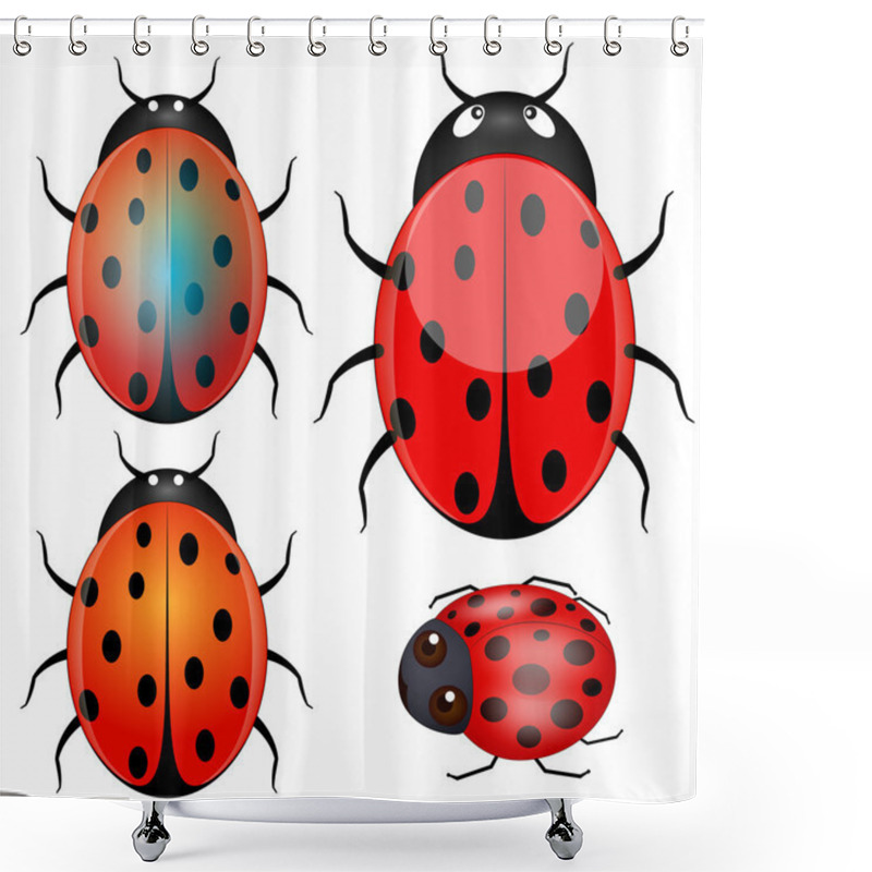 Personality  Ladybug Vectors Shower Curtains