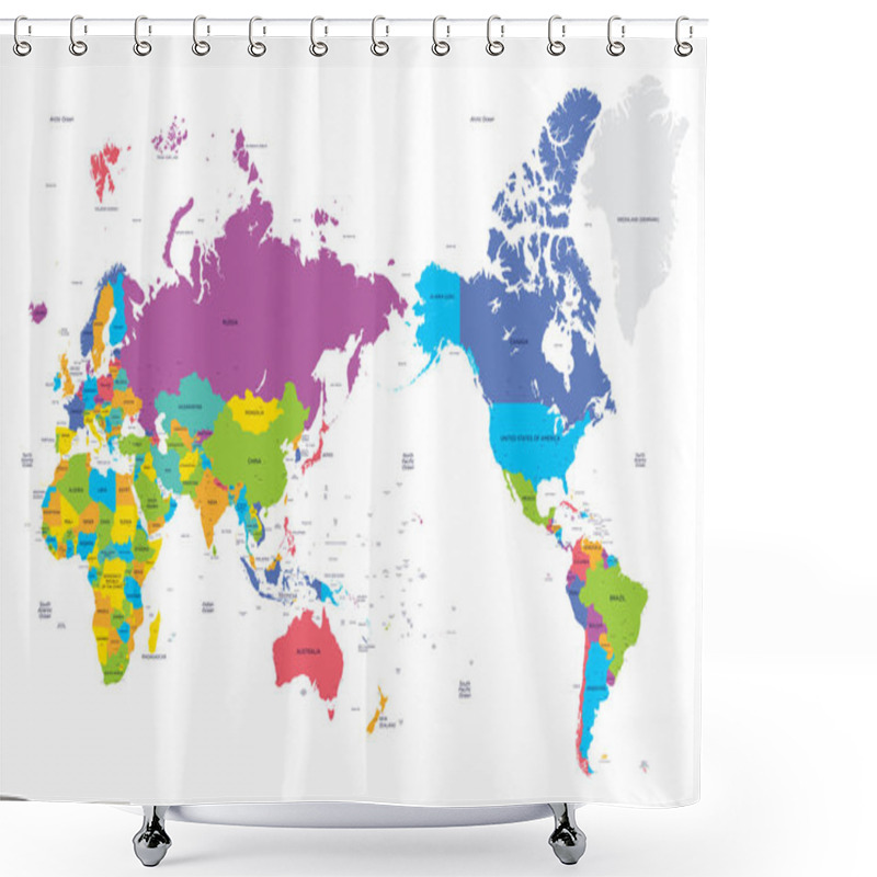 Personality  Colorful Political Map Of The World With Large Cities, High Detail Vector Illustration Shower Curtains