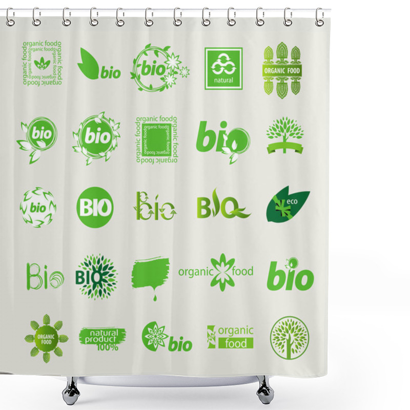 Personality  Collection Of Vector Eco Sign Shower Curtains