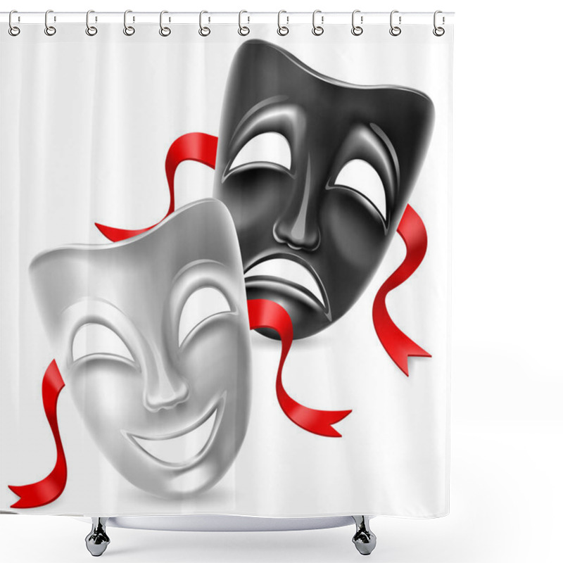 Personality  Theatrical Mask. Black And White. Isolated. Mesh. Clipping Mask Shower Curtains