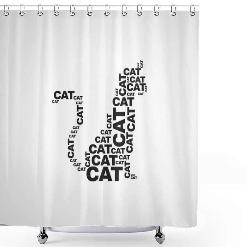 Personality  Cote Consist Of The Word Cat Black On A White Background Shower Curtains