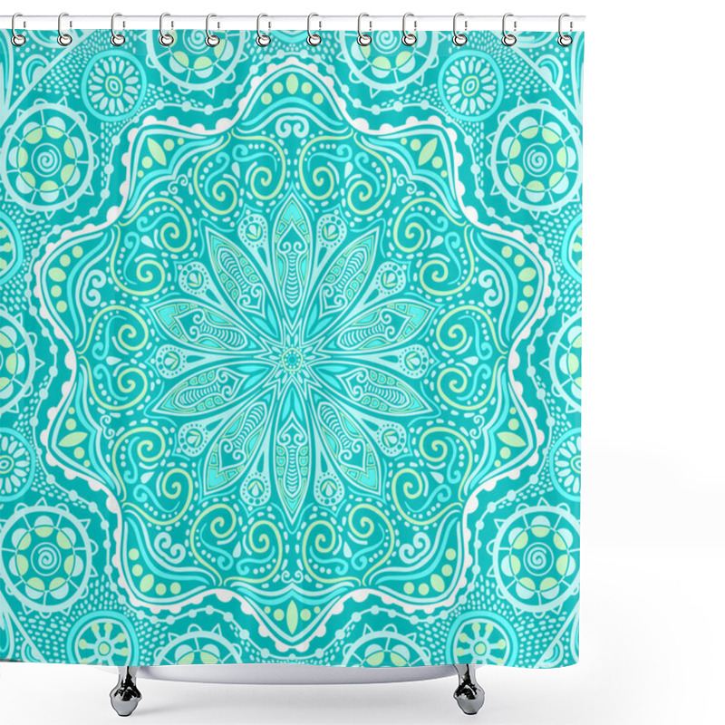 Personality  Ornamental Round Lace Pattern, Circle Background With Many Detai Shower Curtains