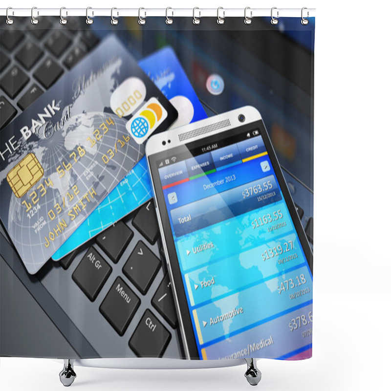 Personality  Mobile Banking And Finance Concept Shower Curtains