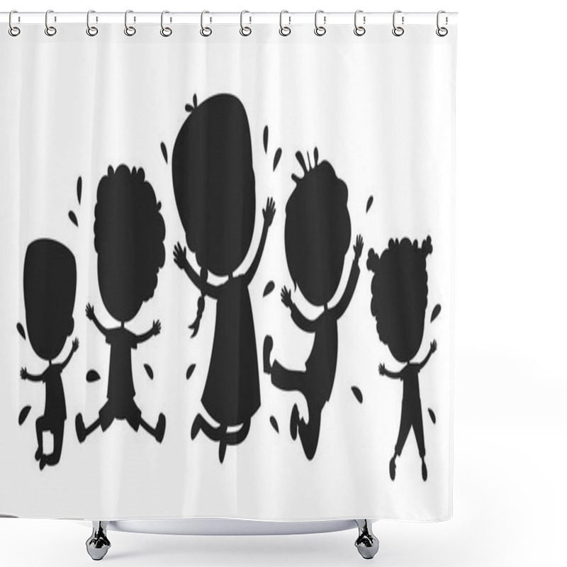 Personality  Concept Design With Kids Silhouette Shower Curtains