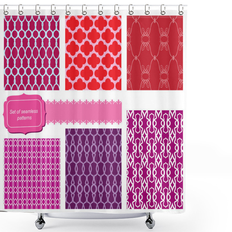 Personality  Set Of Fabric Textures With Different Lattices - Seamless Patter Shower Curtains