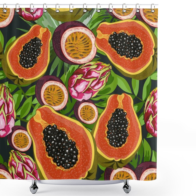 Personality  Seamless Background With Tropical Fruits Shower Curtains