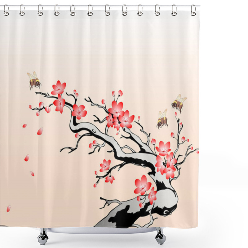 Personality  Flowering Cherry Branch Shower Curtains