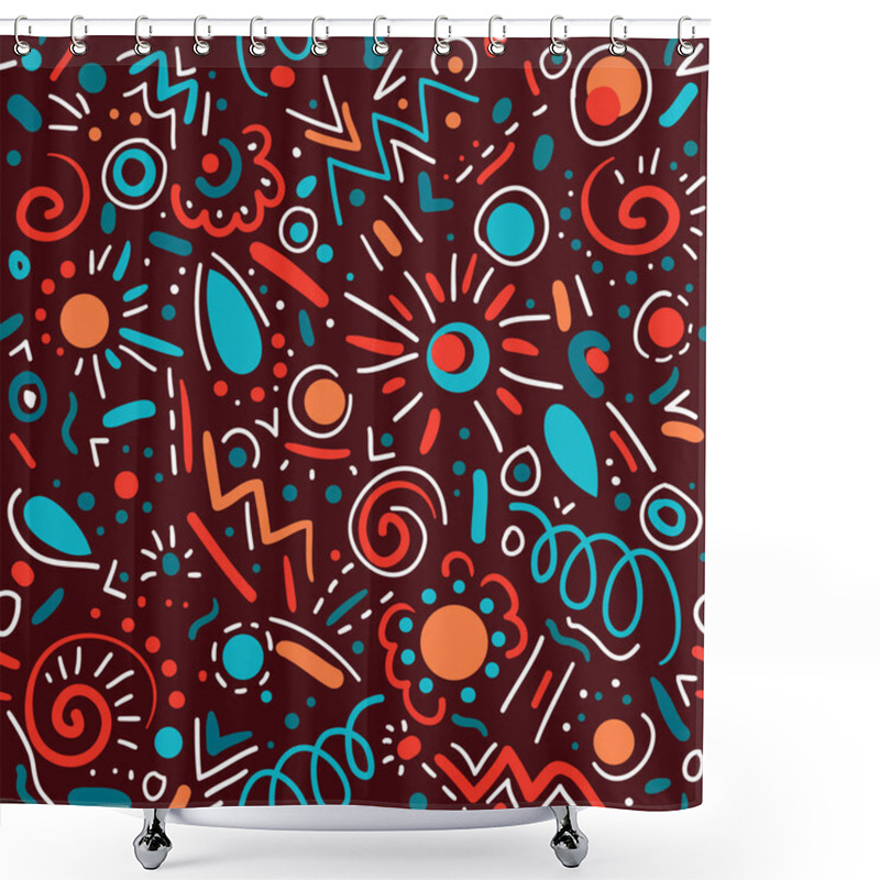 Personality  Abstract Doodle Vector Seamless Pattern Shower Curtains