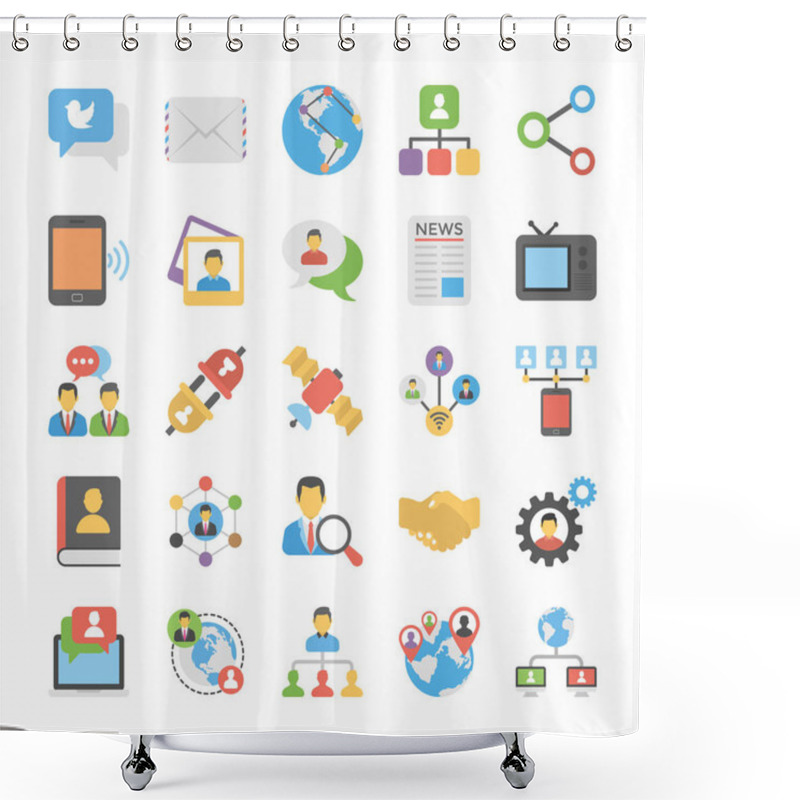 Personality  Social Connection Flat Vector Icons Shower Curtains