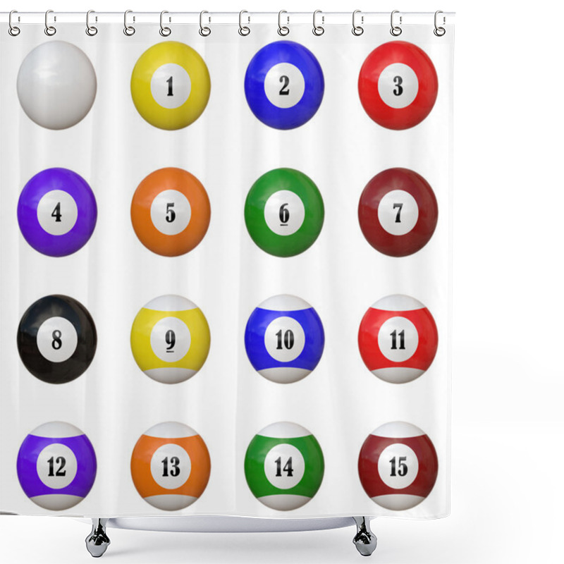 Personality  Set Of Pool Balls Shower Curtains