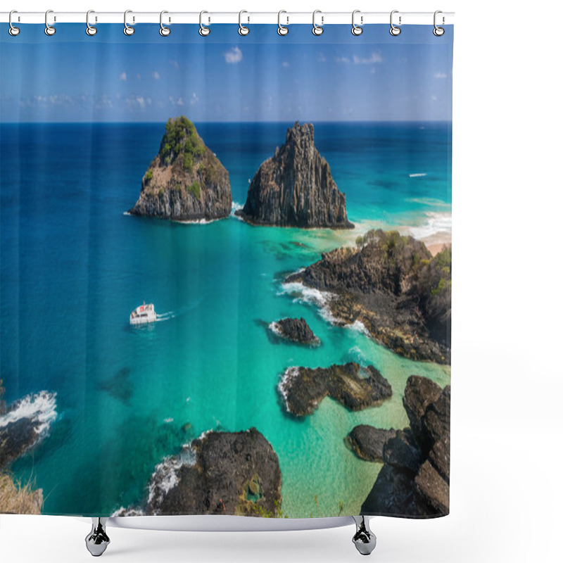 Personality  Fernando De Noronha Island, Porcos Bay Beach And Dois Irmaos Hills, Pernambuco, Brazil On December 14, 2021. Shower Curtains