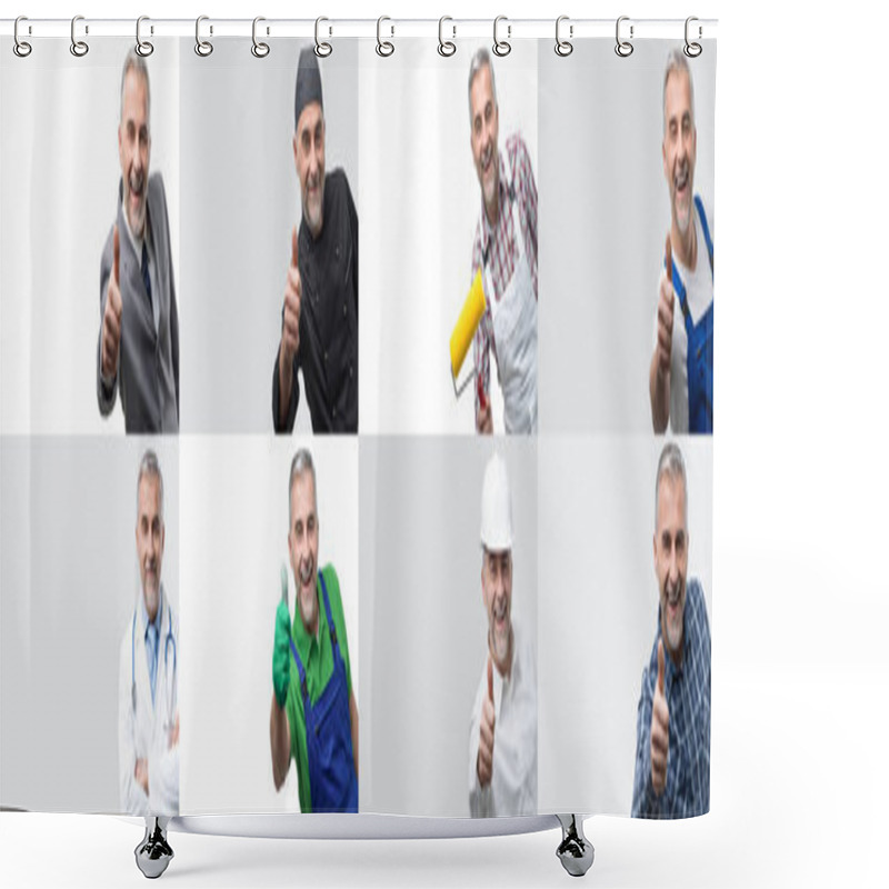 Personality  Collage Of Male Smiling Professional Workers  Shower Curtains